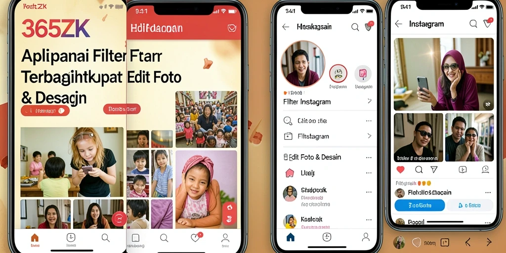 Antarmuka intuitif 365ZK dengan berbagai filter menarik.