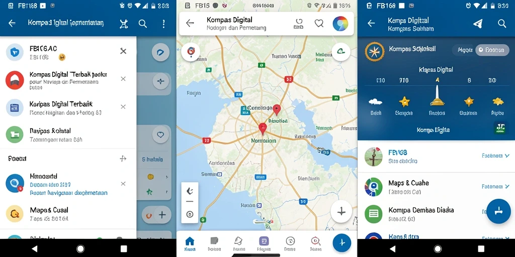 Tampilan antarmuka FB168 yang intuitif untuk navigasi menggunakan kompas digital.