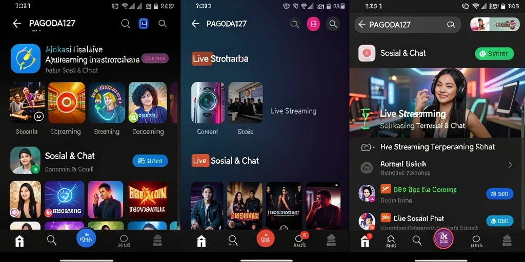 Screenshot antarmuka pengguna PAGODA127 menampilkan fungsi Live Streaming yang interaktif.
