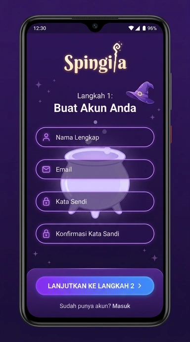 Tampilan halaman daftar spingila